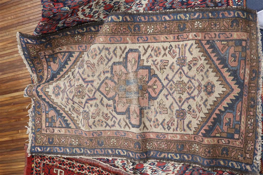 A Senneh Kelim rug, 150 x 114cm and seven rug fragments